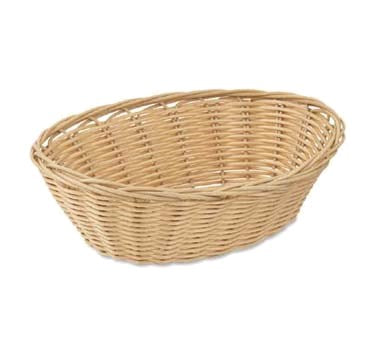 Browne® 575443 9" x 7" x 3" Oval Wicker Basket on white background