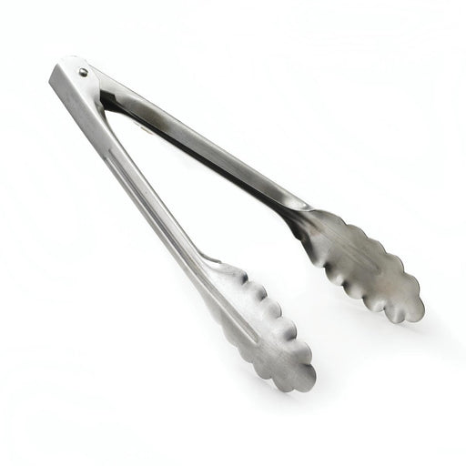 Browne® 57537 9.5" Stainless Steel Utility Tongs on white background