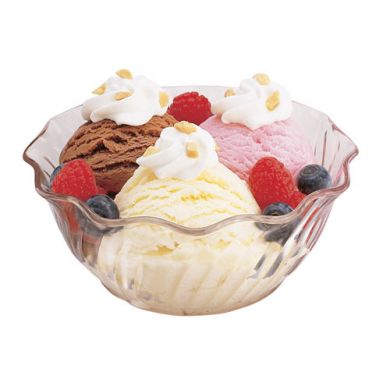 5.oz Parfait Swirl Bowl on white abckground filled with ice cream
