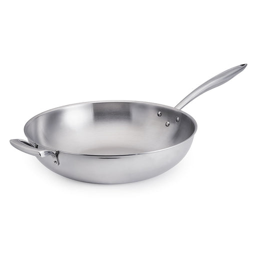 Browne 14" Stainless Steel Wok 5724100 on white background