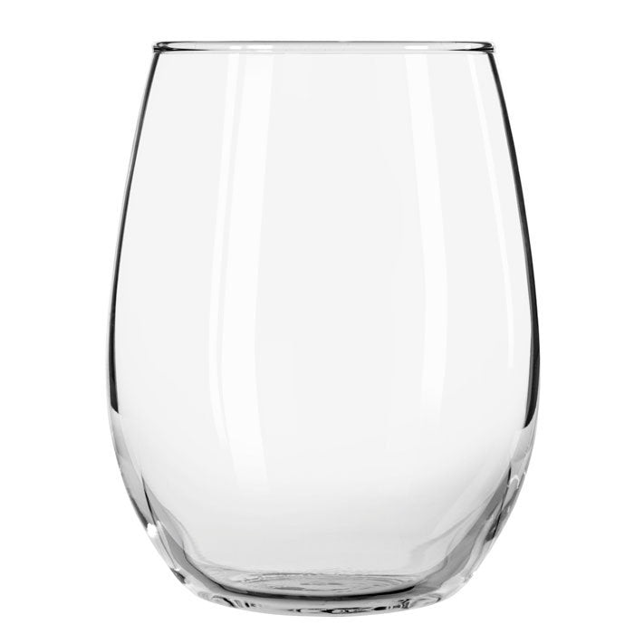 Libbey Stemless Wine Glass 15oz empty on white background