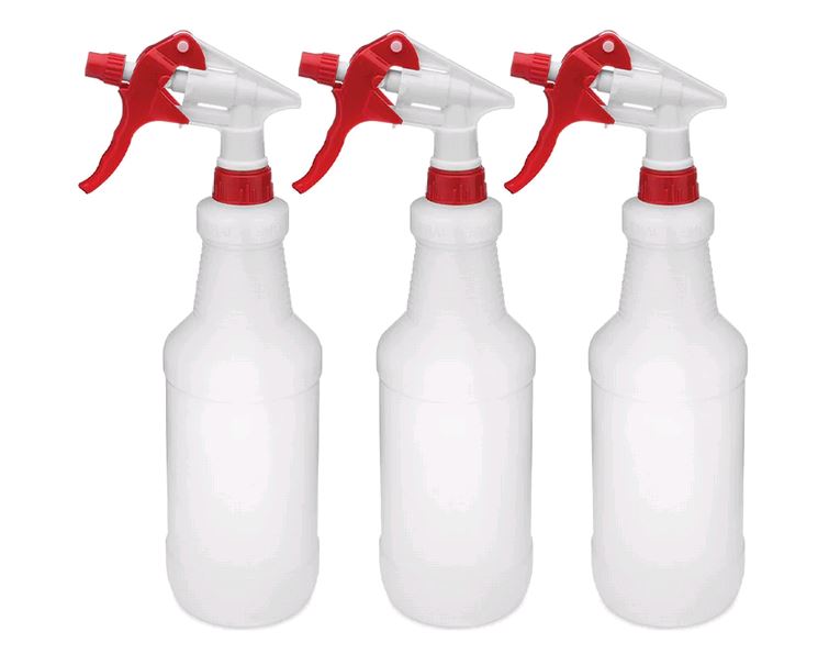 Sprayer Set 3 Pack Red  24oz Bottle with Graduations on white background