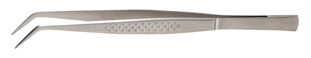 Mercer Precision Plus 6 1/8" Curved Fine Point Plating Tongs M35244 1/1EA