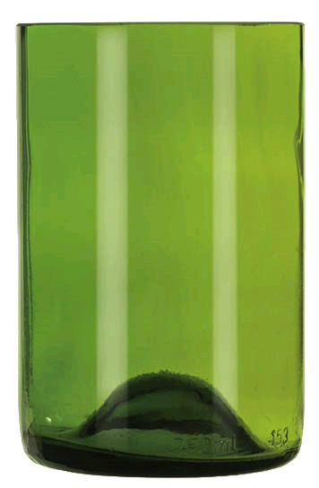 Libbey Green Repurposed wine bottle tumbler empty on white background