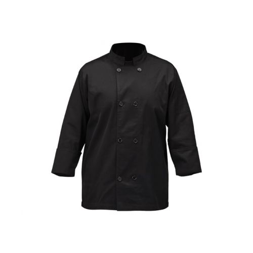 Winco Medium Black Chef Jacket UNF-6KM