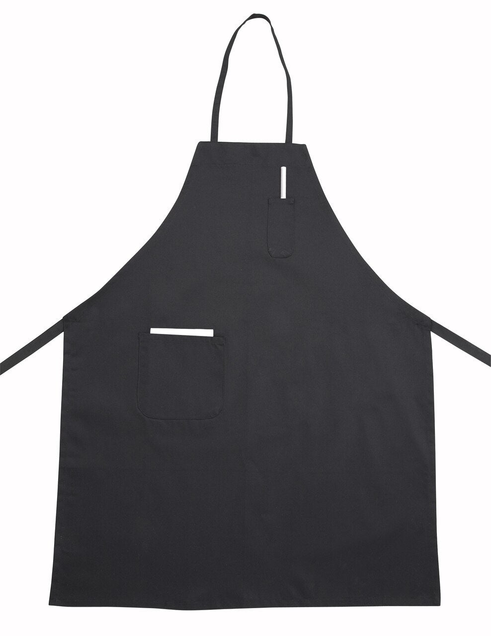 Winco Black 2 Pocket Bib Apron BA-PBK
