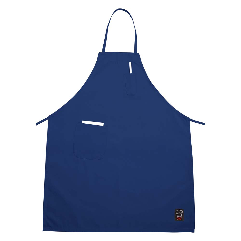 Winco Blue 2 Pocket Bib Apron BA-PBL