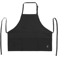 Winco Black Mid Length 3 Pocket Bib Apron BA-2724K