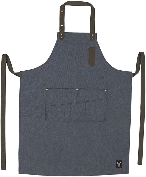 Winco Blue 8 Pocket Bib Apron BA-3327B