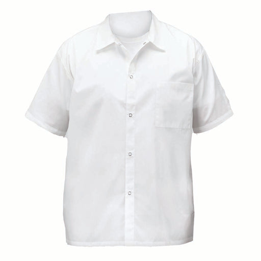 Winco White Medium Cook Shirt w/ Snap Button UNF-1WM