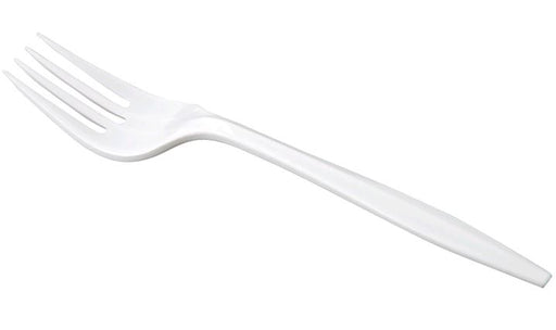 White Platic Fork Medium Weight - 1000/Pack 75002491 on white background