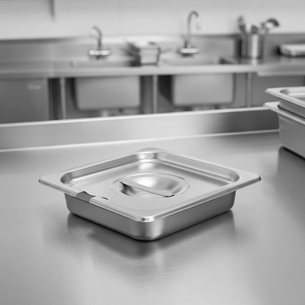 Browne - Food Pan Cover, 1/6 Size, Notched, Stainless Steel, 575569 - 1/1EA