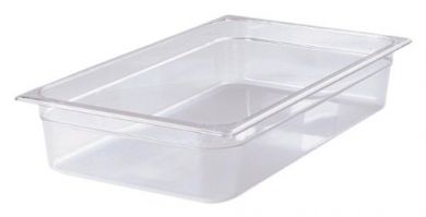 Full Size 4" Deep Clear Cold Food Pan on white background