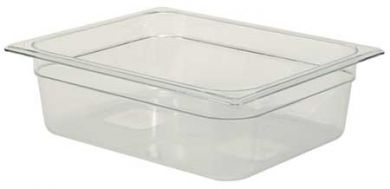 1/2 Size 4" Deep Clear Cold Food Pan on white background