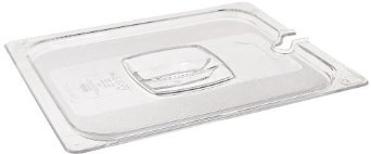 1/2 Size Clear Notched Cold Food Pan Cover on white abckground