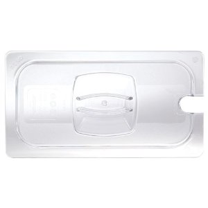 1/3 Size Clear Notched Cold Food Pan Cover on white background