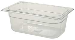 1/4 Size 4" Deep Clear Cold Food Pan on white background