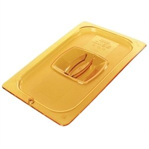 1/3 Size Amber Solid Hot Food Pan Cover on white background