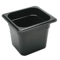 1/6 Size 6" Deep Black Hot Food Pan on white background