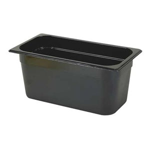 1/3 Size 6" Deep Black Hot Food Pan on white background