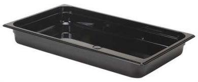 Full Size 2.5" Deep Black Hot Food Pan on white background