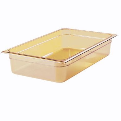 Rubbermaid Full Size 4" Deep Amber Hot Food Pan FG231P00AMBER on white background