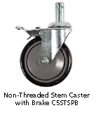 5" Poly Stem Swivel Caster Non-Threaded With Brake