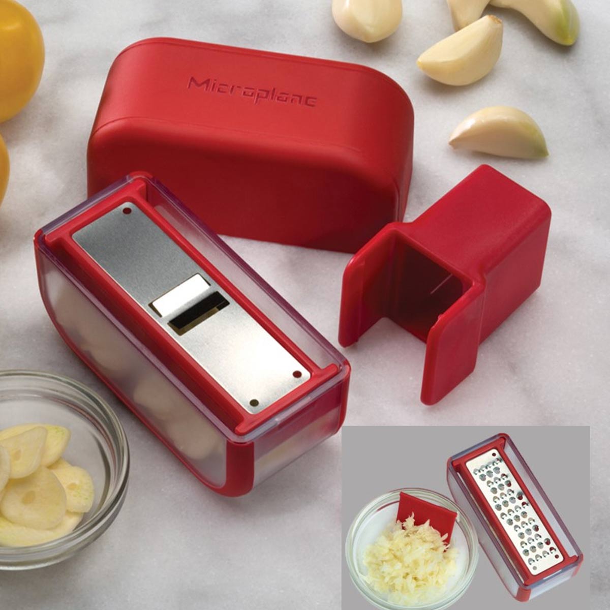 Microplane Garlic slicer mincer set red 48148 s.t.o.p. Restaurant Supply
