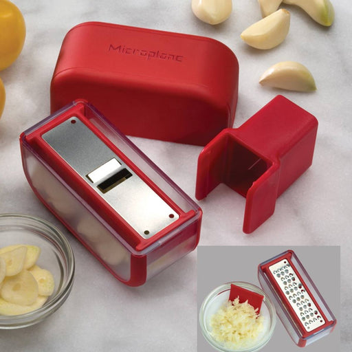 Microplane- Garlic slicer mincer set red 48148
