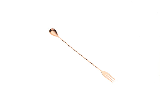 Barfly M37015CP 12 3/8" Copper Plated Bar Spoon with Fork End