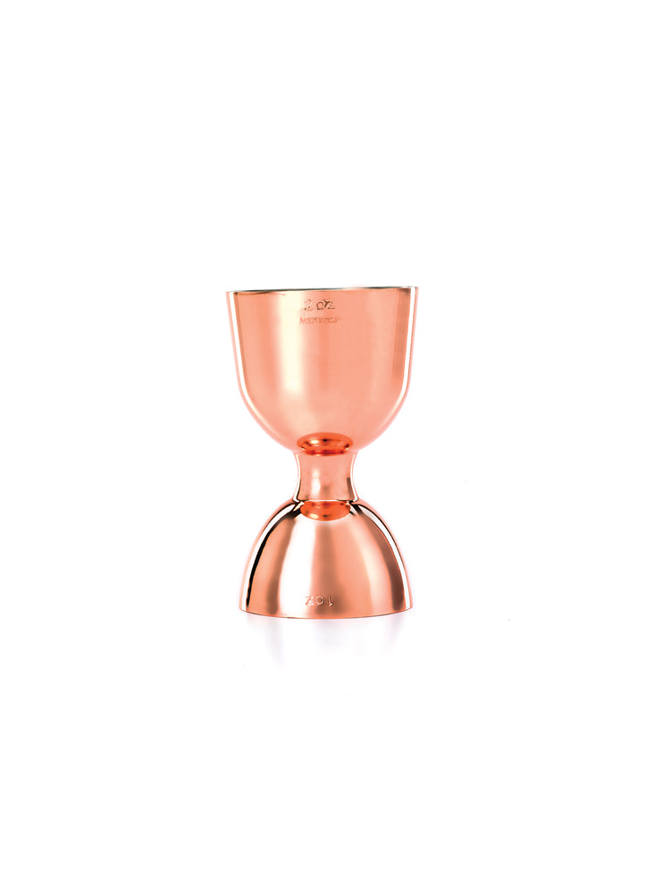 Barfly 1 oz. & 2 oz. Copper-Plated Heavy-Duty Straight Rim Bell Jigger M37006CP