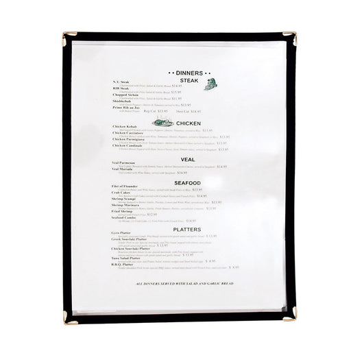Menu Cover 1 Pocket 9" x 12" Black MCV-1BK - 1/1EA*