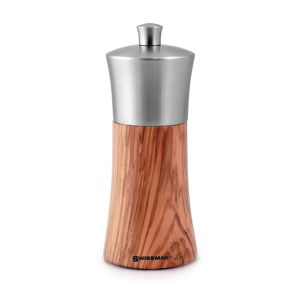 6" Olive Wood and Stainless Steel Pepper Grinder