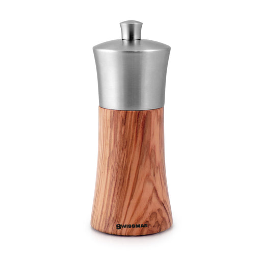 6" Olive Wood and Stainless Steel Pepper Grinder