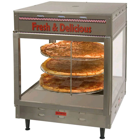Benchmark Humidified Rotating Pizza / Pretzel Display Warmer with Pretzel Rack and 18