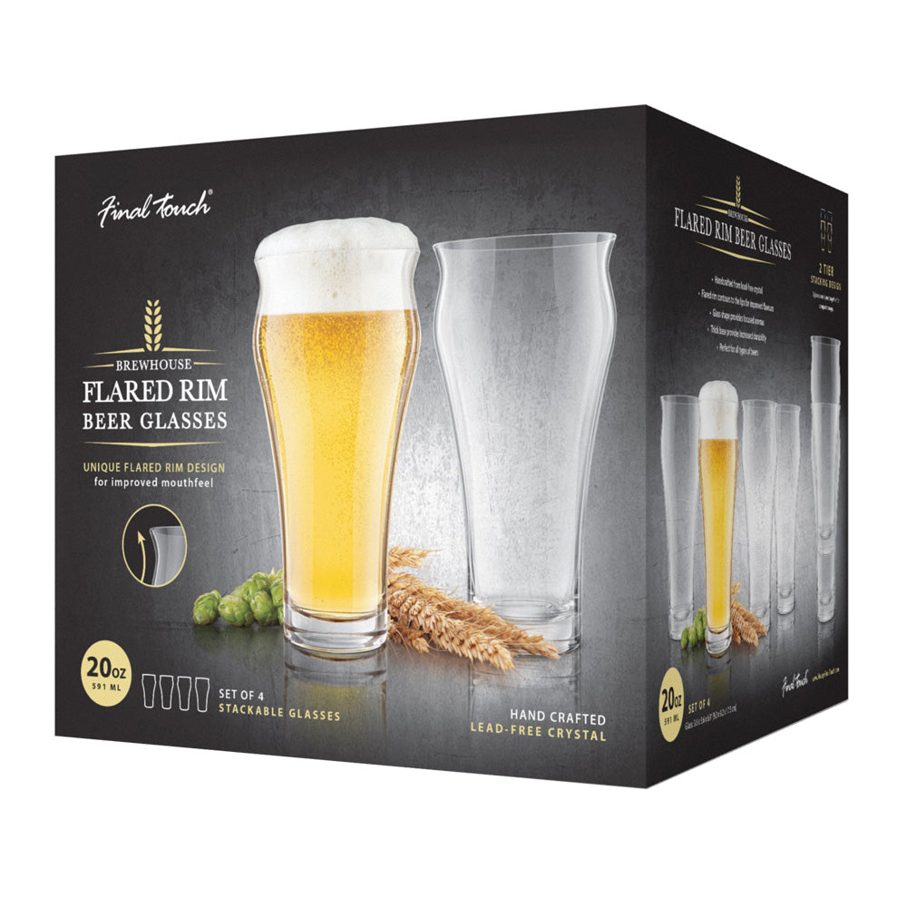 Final Touch Beer Glass 20 oz GG502904 - (Set of 4)
