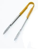 Browne - Tong, 9", Yellow Coated Handle, Stainless Steel, 5511YL - 1/1EA