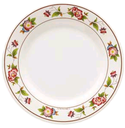 Empty GET Tea Rose Dinner Plate on white background