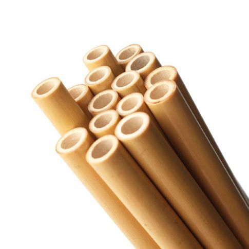 Bamboo Straws 6pc on white background
