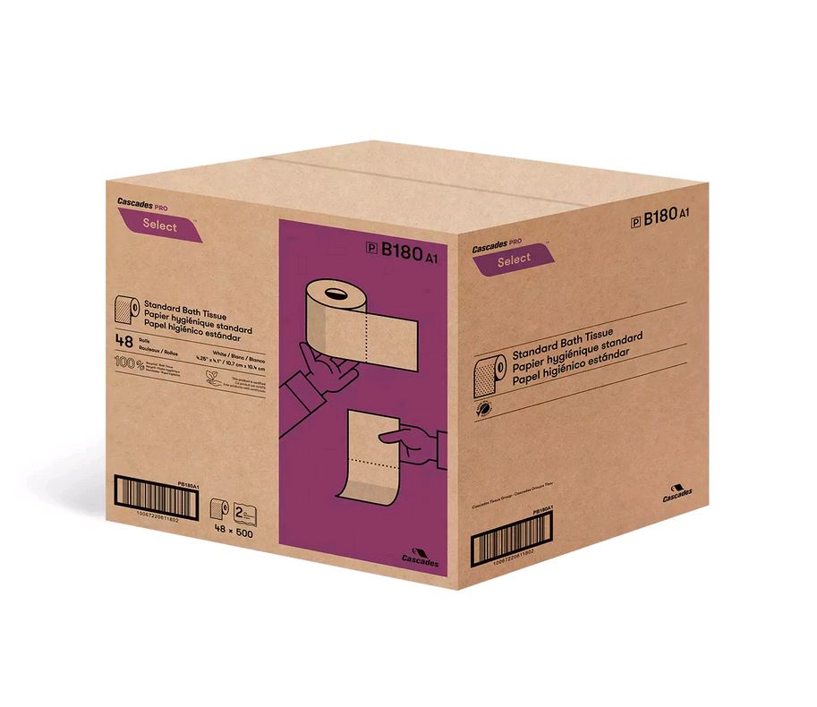 Cascades B180 Standard Toilet Paper, 2 ply, 500 Sheets