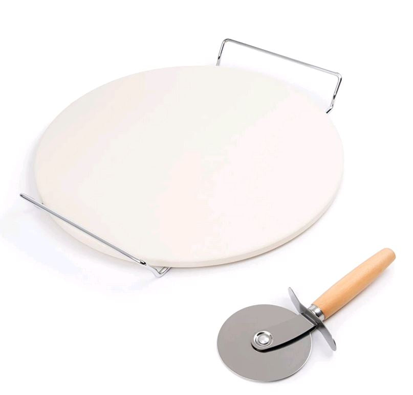 Fox Run Pizza Stone Set with Rack and Pizza Cutter 3914