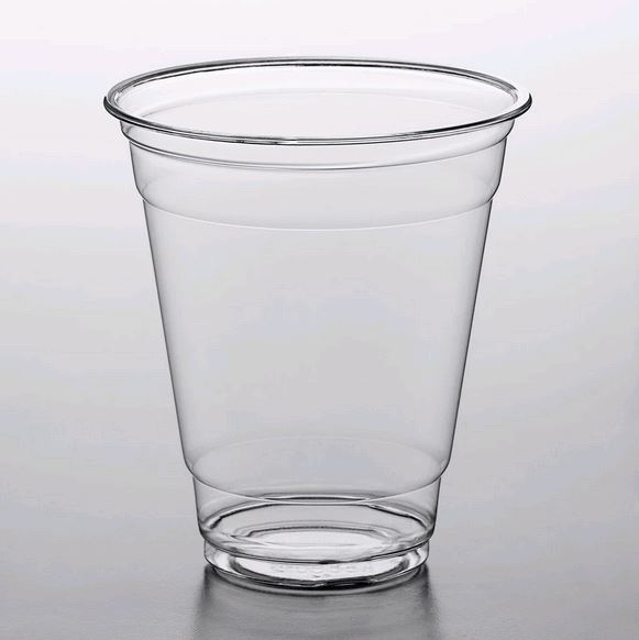 Clear Plastic Cold Cup CUP1C16 empty on grey background