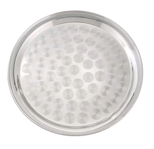 Winco 16" Stainless Steel Round Serving Tray With Swirl Pattern STRS-16
