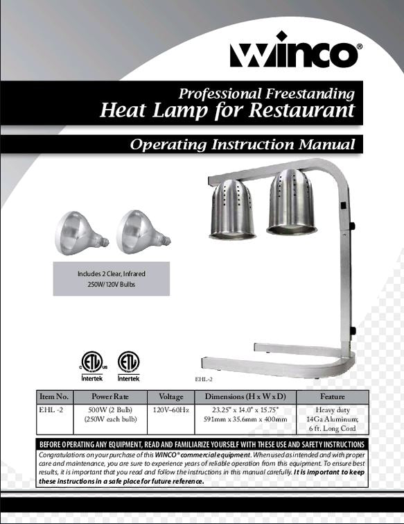 Winco Aluminum Bulb Heat Lamp w/ Adjustable Arm EHL-2