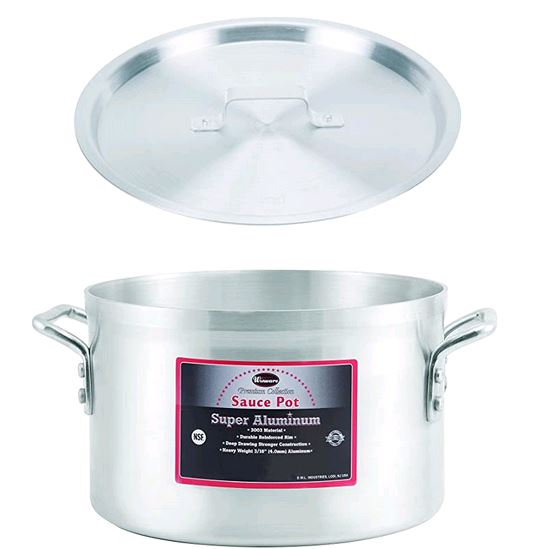 Winco 8qt Aluminum Sauce Pot & Cover AXAP-8