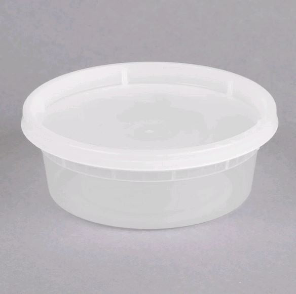 DE108H-D Microwavable Translucent Plastic 8oz Takeout Container and Lid Combo Pack - 240/Case