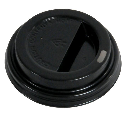 Disposable Black Dome Lids for 10oz Villa Hot Paper Cups GL1012L on white background