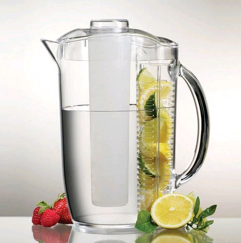 Fox Run 96oz Clear Pitcher with Fruit Infusion  & Ice Sleeve 17412