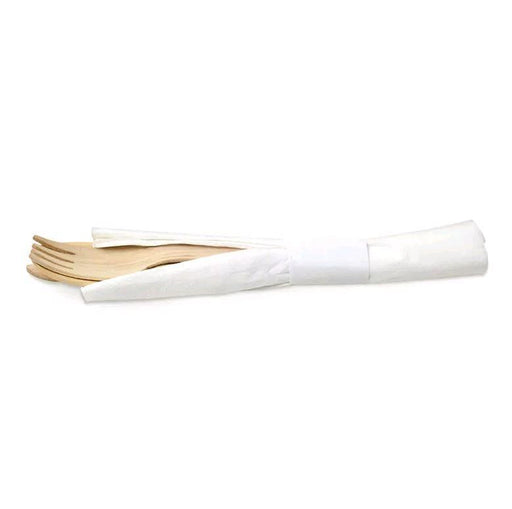ServeWise FST001NAW28 Compostable 6.25" Bamboo Cutlery Kit, 50 carton on white background