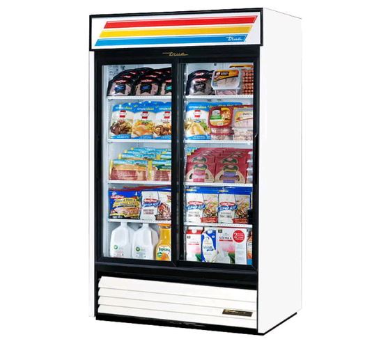 True GDM-41-HC-LD 47" Two Section Glass Door Merchandiser on white background